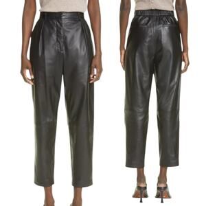 Altuzarra Sidney Crop Straight Leg Lamb Leather Pants Black Size 38/ US 6